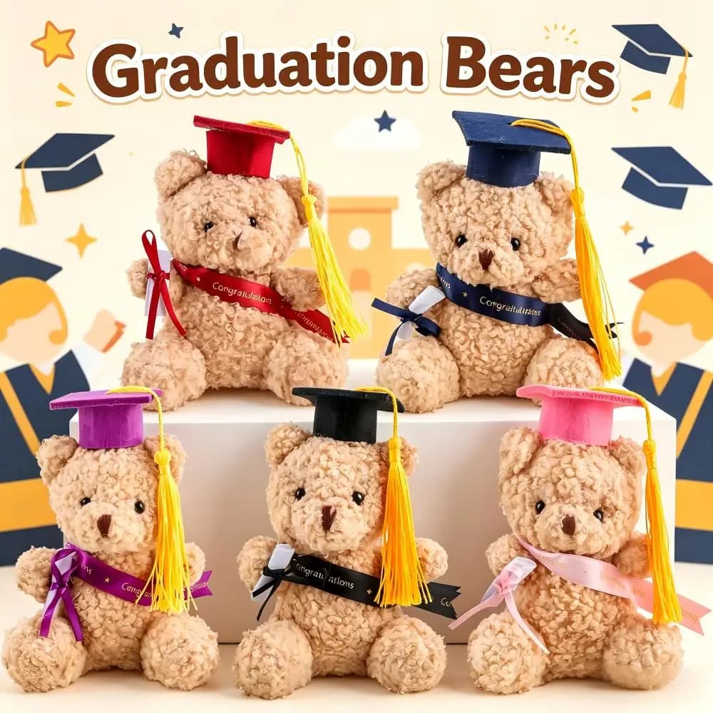 Mini Orsetti di Peluche per Laurea, Piccoli Animali di Peluche da 4 Pollici con Diploma, Classe 2026, Decorazioni e Regali per Feste di Laurea