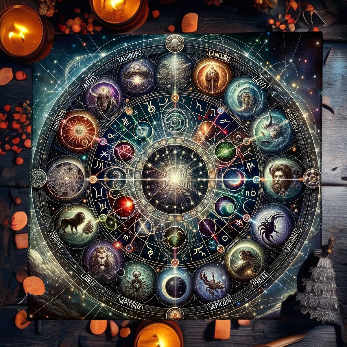 Mystical 12 Constellation Tarot Mat Witch Altar Cloth Celestial Galaxy Tarot Tablecloth Witchcraft Divination Cloth Oracle Pads