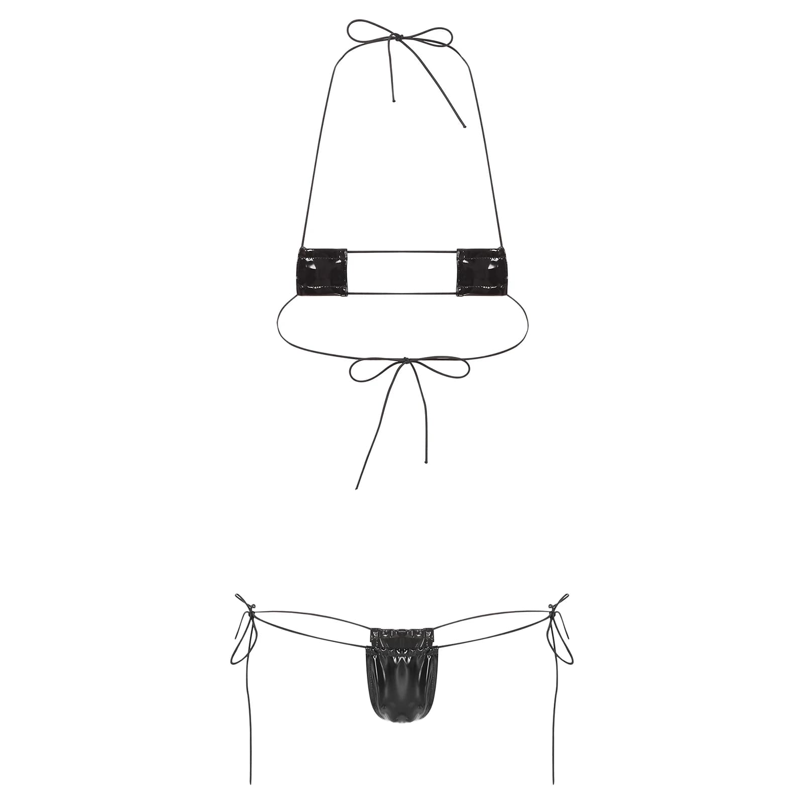 Reggiseno a triangolo con scollo all'americana micro bikini da donna con mini slip laterale con cravatta Costume da bagno 2 pezzi Costume da bagno estremo Set di lingerie Clubwear
