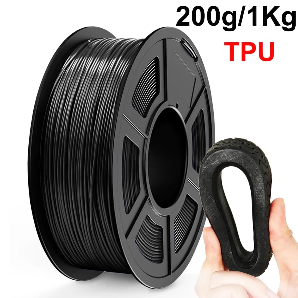 Flexible TPU Black 200G/1Kg for 3D Printer, Printing Roll, Black 1.75mm TPU Flexible Materials