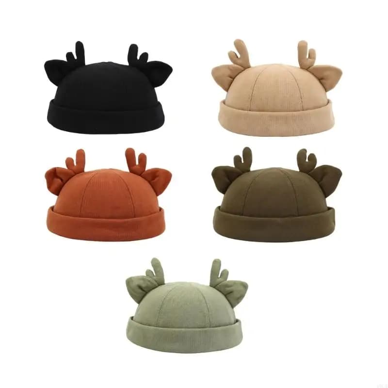 1xca Cool Brimless Bearies Hat Hat Regolable Cappello Leon Antler Ears Street Wear