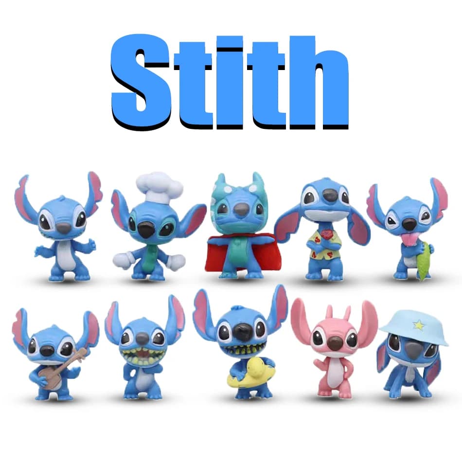 Hot Stitch Figure Toy Set Anime Stitch Action Figurine Regalo di Natale e bambole con custodia Decorazione di fornitura di giocattoli