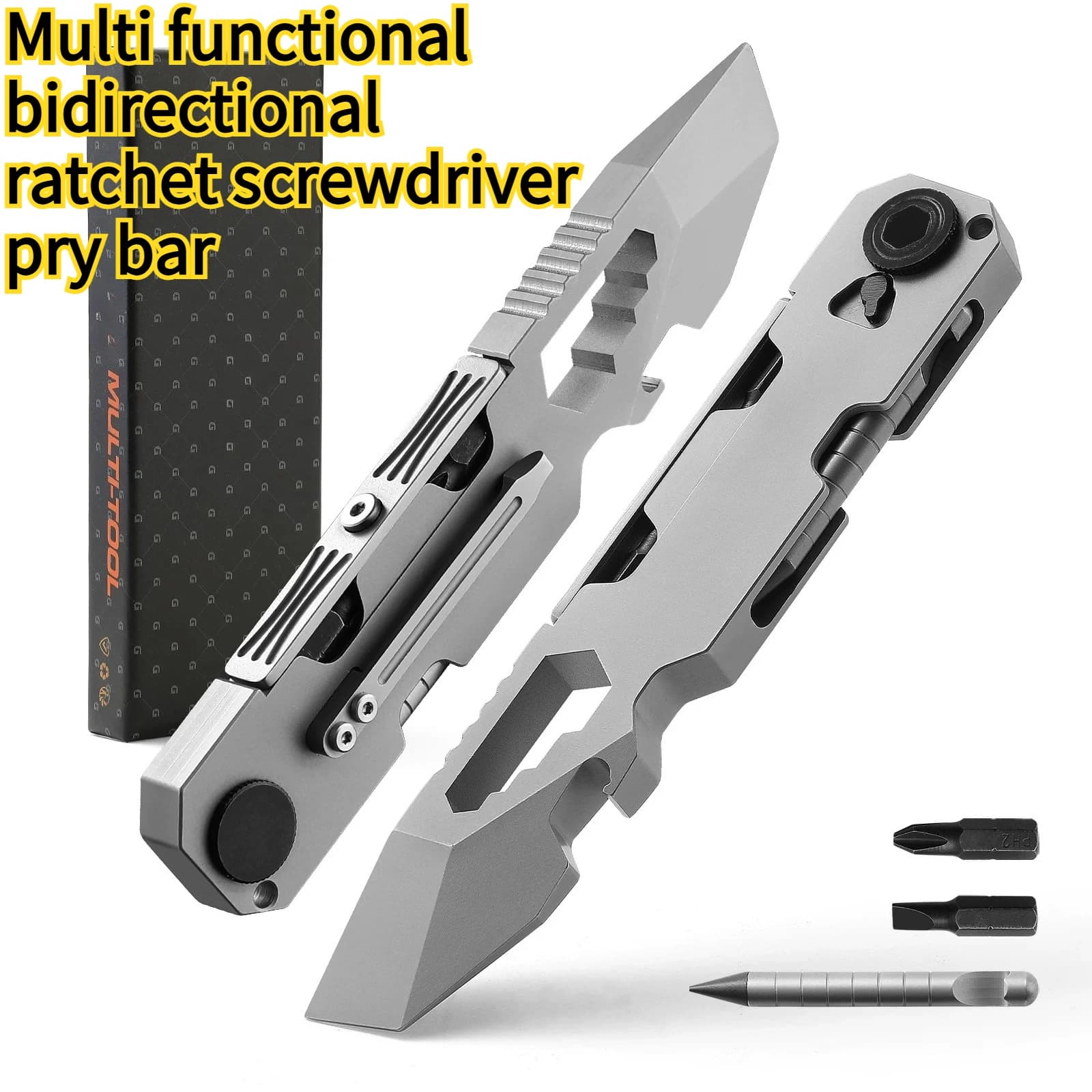 Outdoor Multifunctional Two-way Ratchet Screwdriver Pry Bar Portable Multi-purpose Bicycle Repair Tool