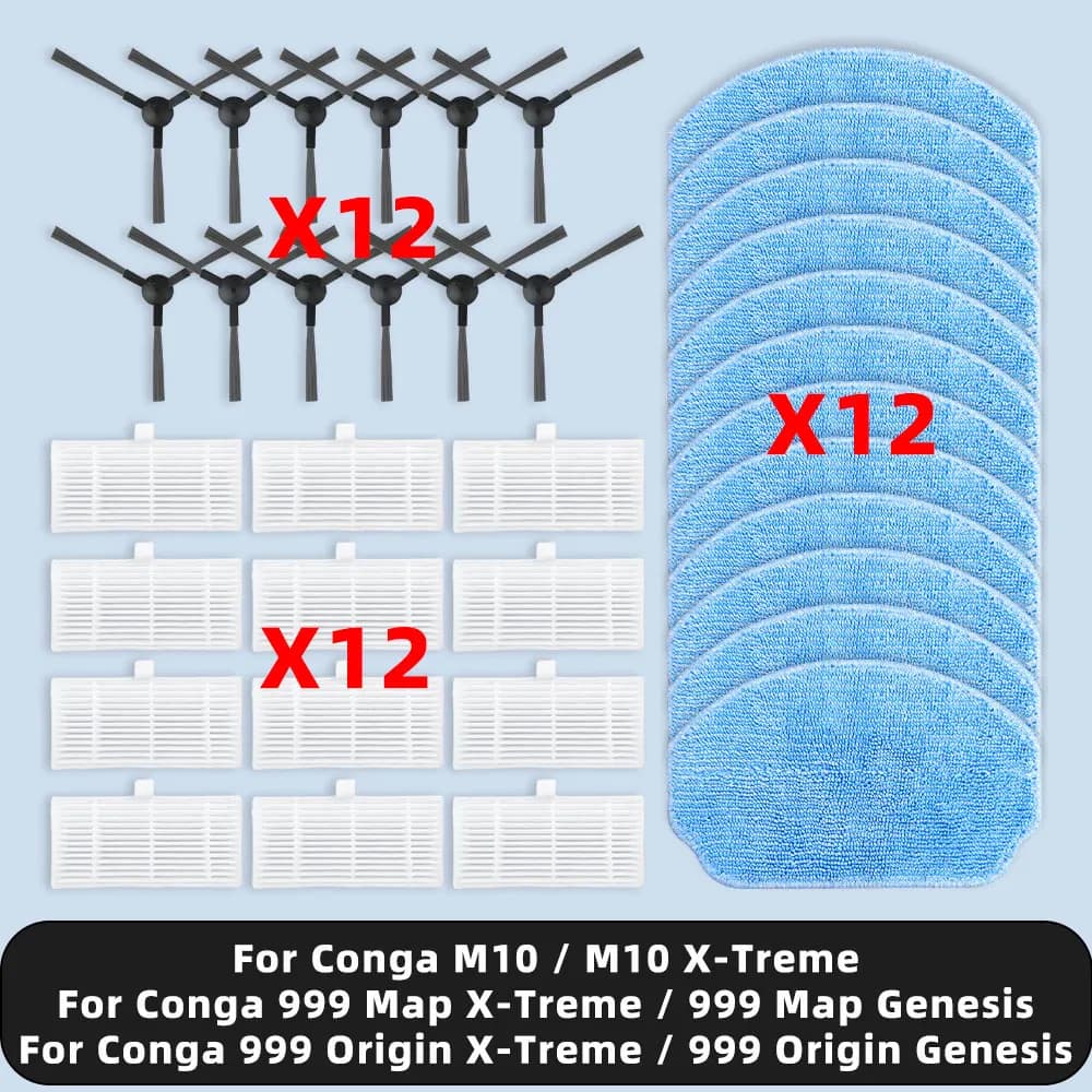 Compatible For ( Cecotec Conga M10 / 999 Origin / 999 Map X-Treme Genesis ) Replacement Parts Accessories Brush Filter Mop