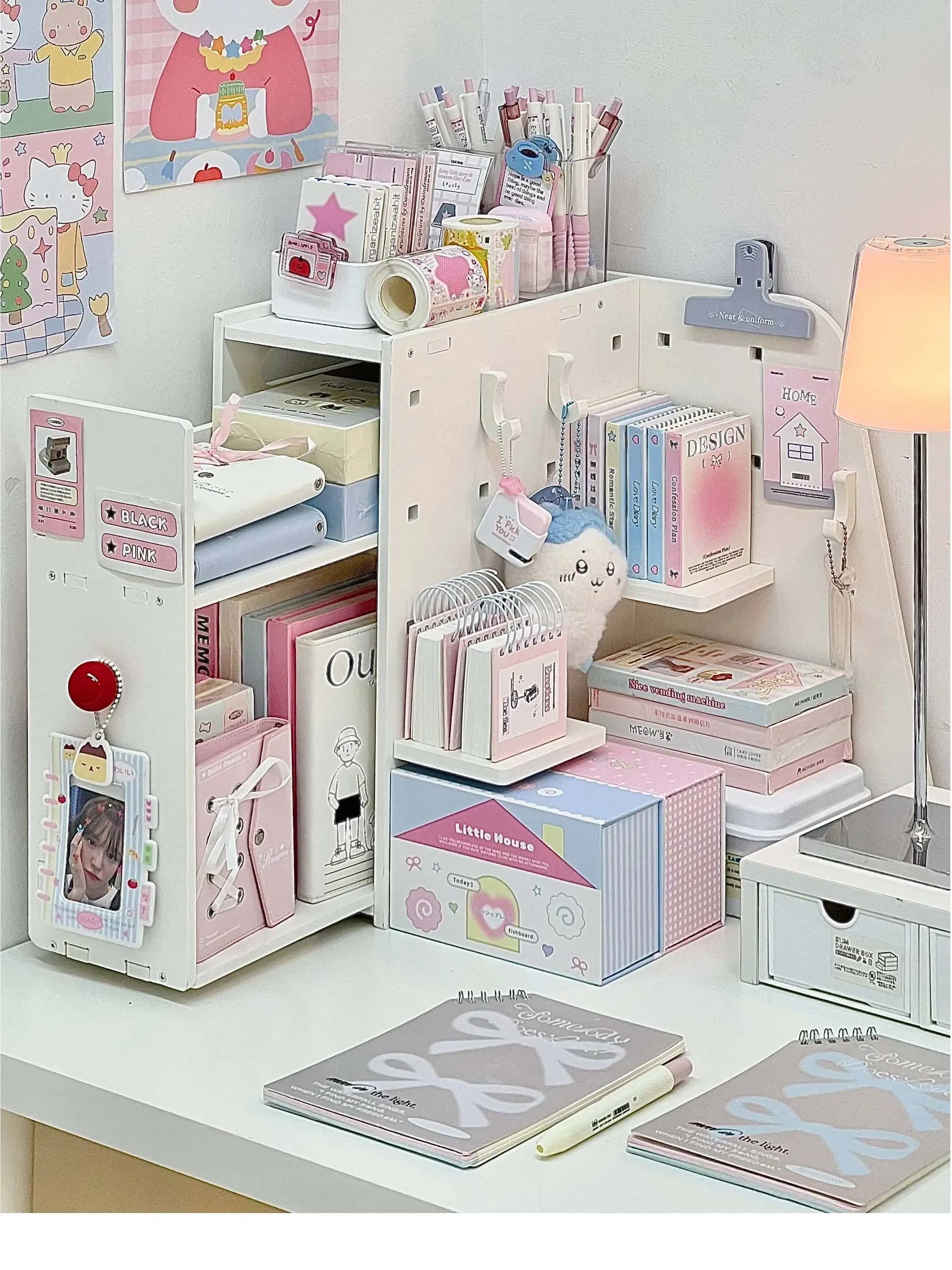 Organizzatore da scrivania per studenti dal design semplice e portaoggetti per pannelli con foro angolare Ra per articoli di cancelleria e appunti Dormi Desktop Storage