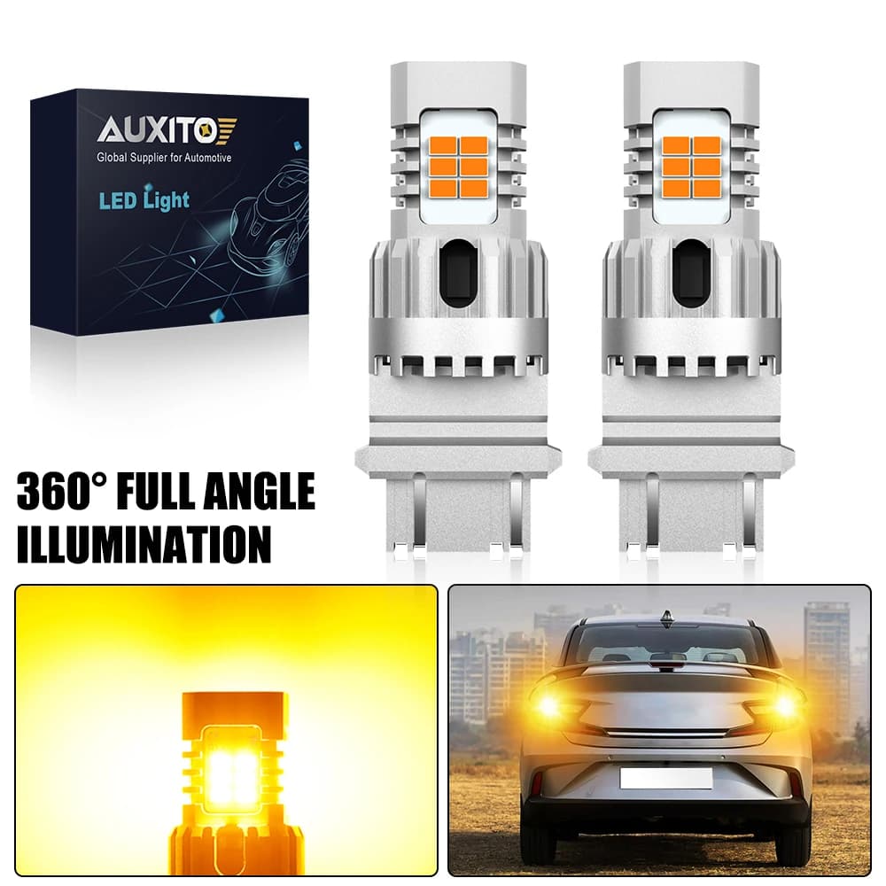 AUXITO 2 Pz 3157 P27W Indicatori di direzione a LED Canbus T25 P27/7 W Auto Anteriore Posteriore Freccia Luci Ambra Indicatore LED Lampada CANBUS 12 V