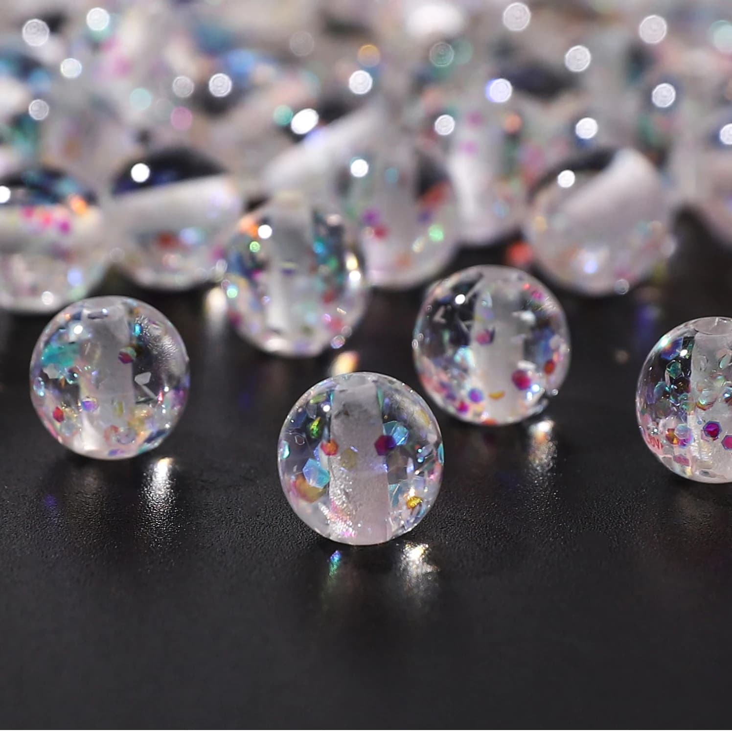 5-10pcs Resin Sequin Beads 8-10mm Hole 1-1.5mm Multicolor DIY Jewelry Making Supplies for Earrings Bracelets Hair Accessories