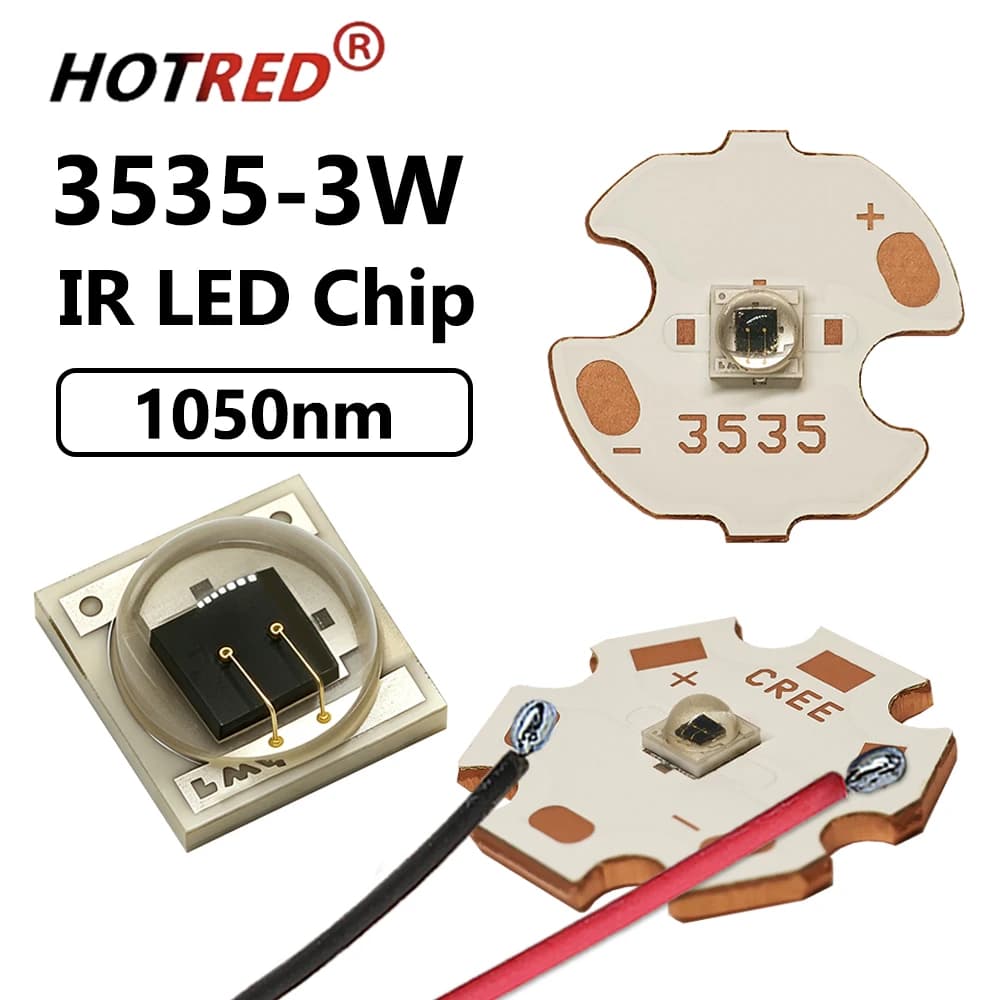 1-10 pz. LED a infrarossi profondi (IR) in ceramica da 3W 3535, 1000nm 1050nm, ad alta potenza, per illuminazione di visione notturna e sorveglianza