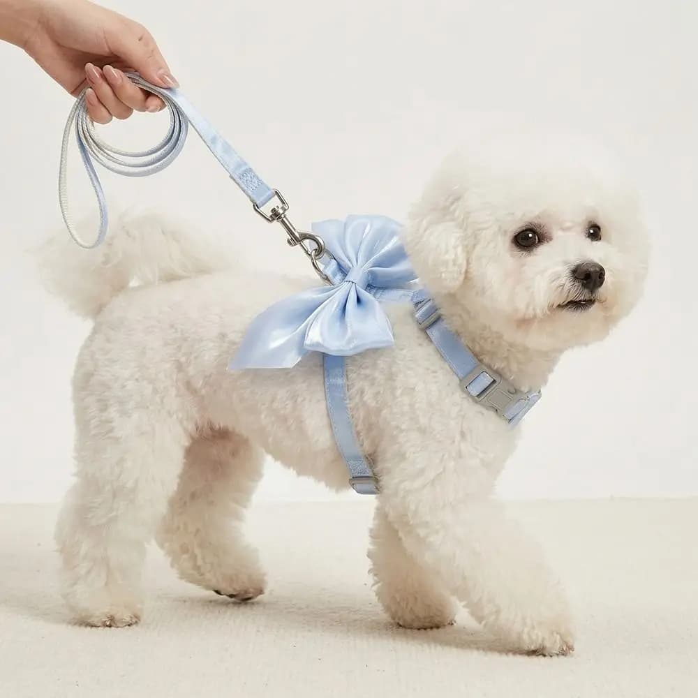 Accessori per Animali Domestici: Pettorina Regolabile con Fiocco Carino, Traspirante, Anti-Fuga, Comoda, per Cani, Cuccioli e Conigli