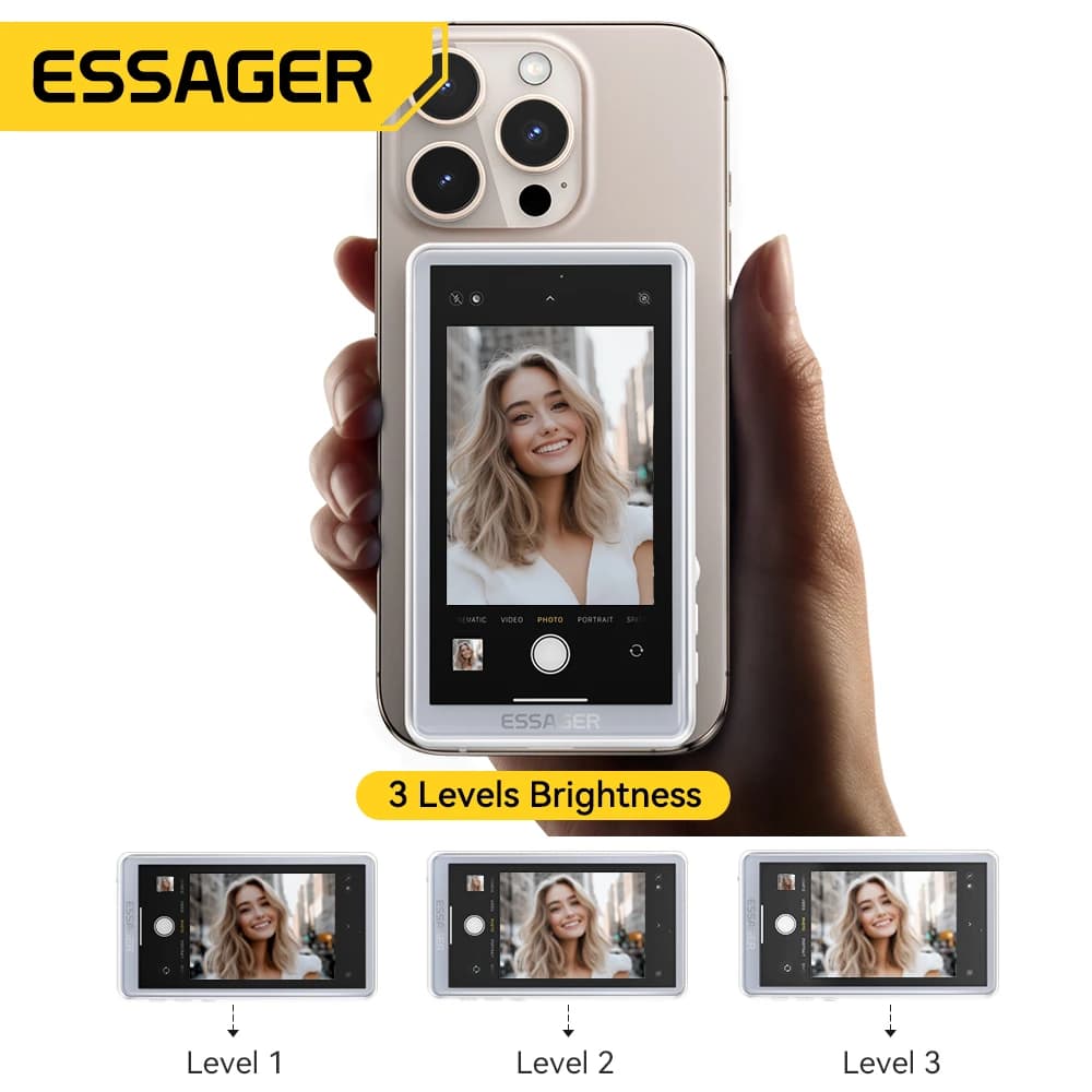 Essager Schermo per selfie magnetico wireless per telefono 60Hz per smartphone Fotocamera posteriore Selfie Vlog Streaming live per iPhone Android