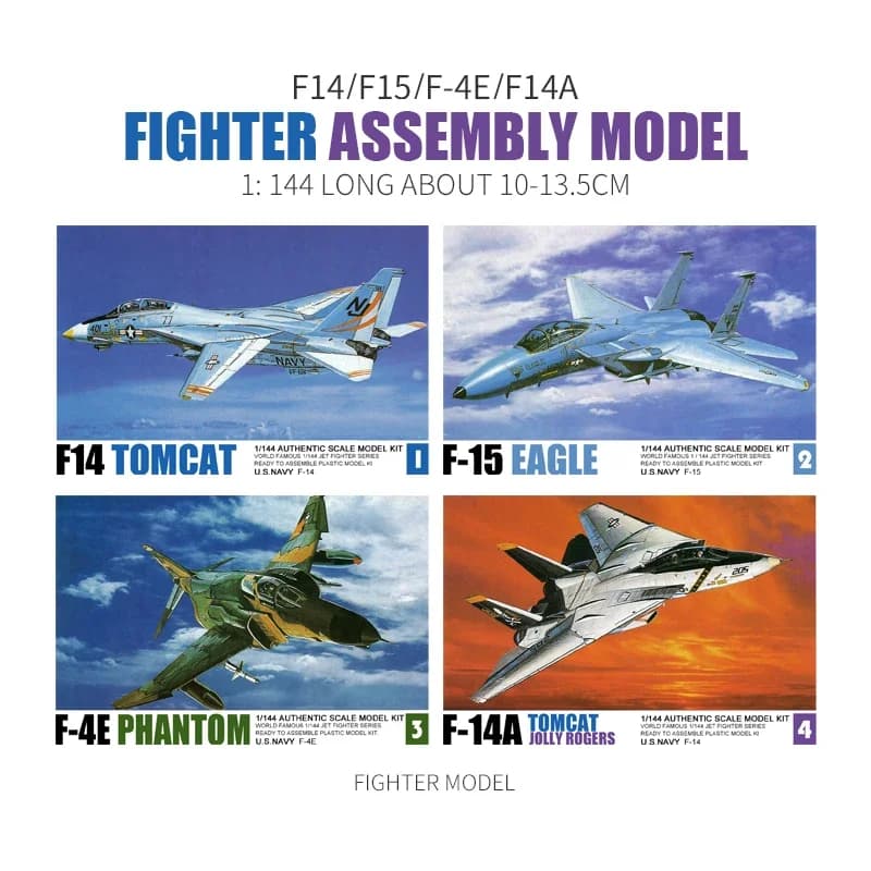 1/144 assemblaggio Fighter modello USA F14 Tomcat F15 Eagle F-4E Phantom plastica simulazione aereo militare collezione in miniatura giocattolo