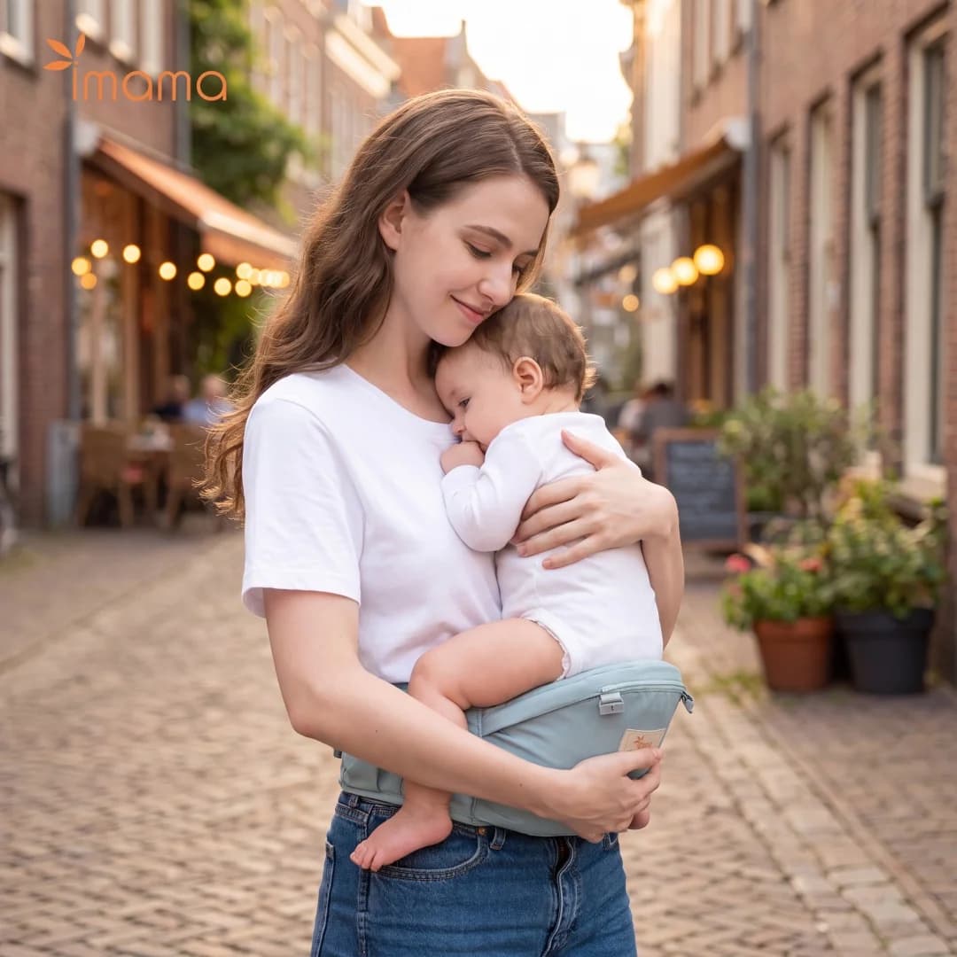 The multi-functional baby carrier and waist stool is portable and can be used in all seasons.
