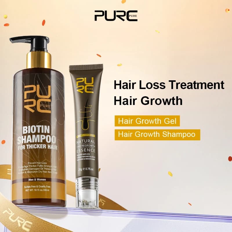 PURC 300ml Shampoo alla biotina Set di essenze per la crescita dei capelli allo zenzero Prodotti per la crescita dei capelli per uomini e donne Cura dei capelli