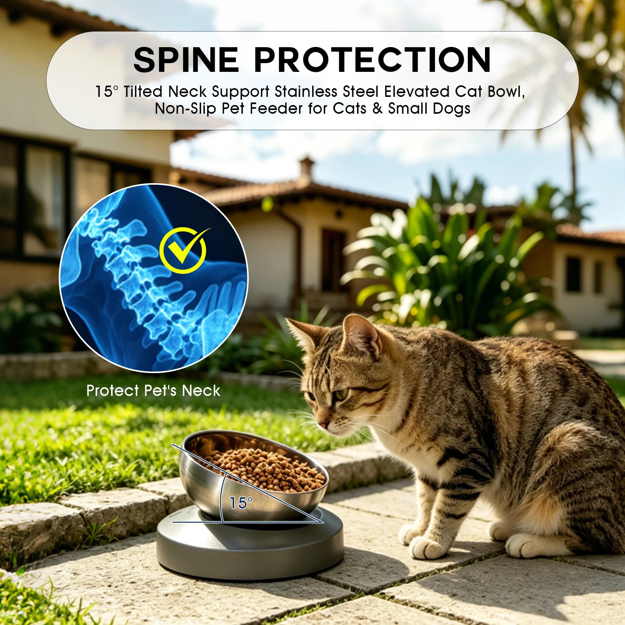 Elevated Pet Food and Water Bowls Raised with Stainless Steel for Small Dogs Cats Bowls Washable Easy To Cleaning Pet Product