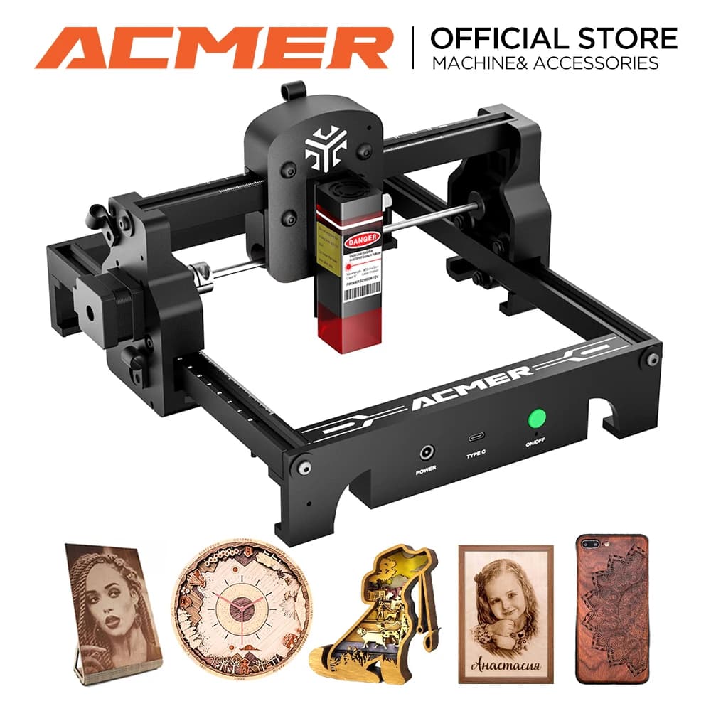 ACMER S1 Laser Engraving 6W/3.5W/2.5W Mini Portable Laser Cutter CNC Acrylic Plywood Leather Glass Wood High-precision Working