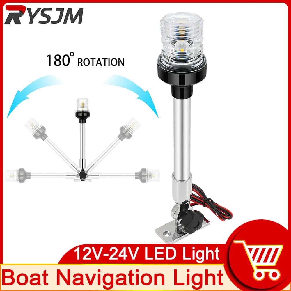 Luce di navigazione 12 pollici Marine Boat Anchor Light lampada di navigazione a LED impermeabile Base girevole a 180 ° per yacht motoscafo da pesca