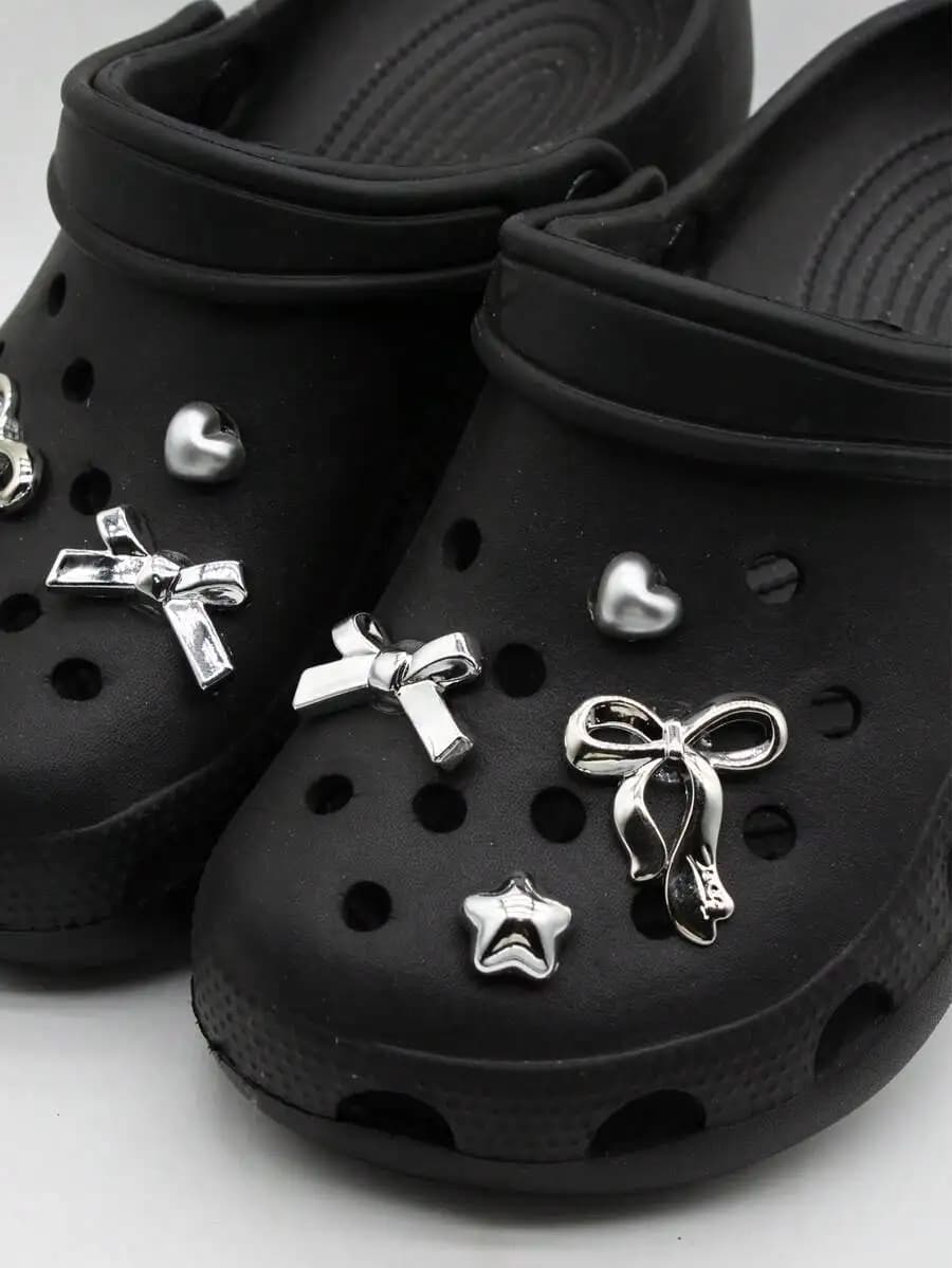 8Pcs Reflective Bow, Heart And Star Shoe Decor Charms For Clogs, Sandals, Bags – Customizable Fashion Accessories