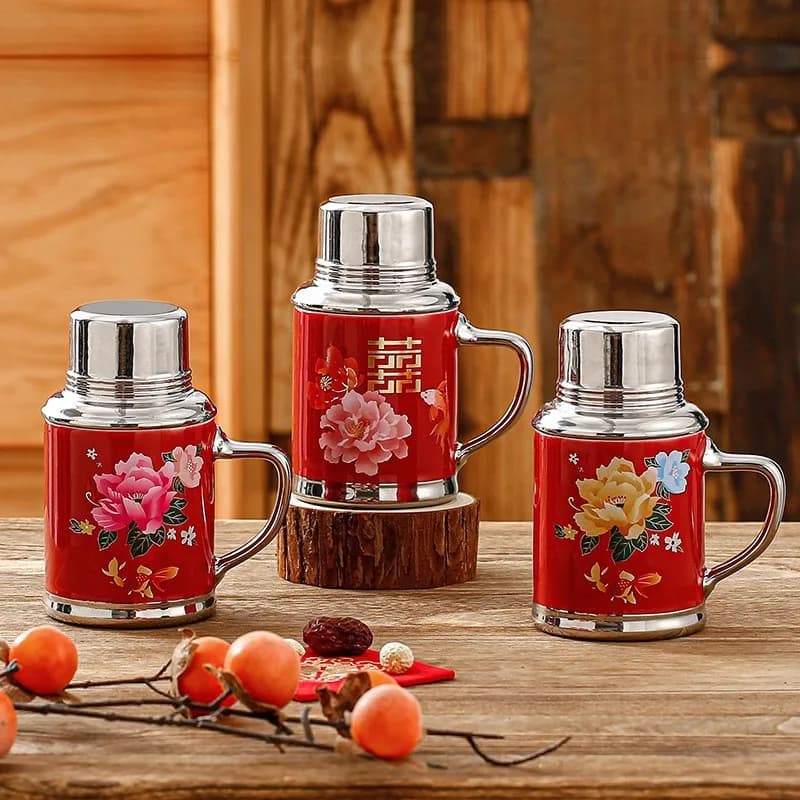 Retro Creative Old Style Nostalgic Ceramic Water Pot Mug Wedding Cover Household Wedding Gift Heat Retention Tea Pot Cup