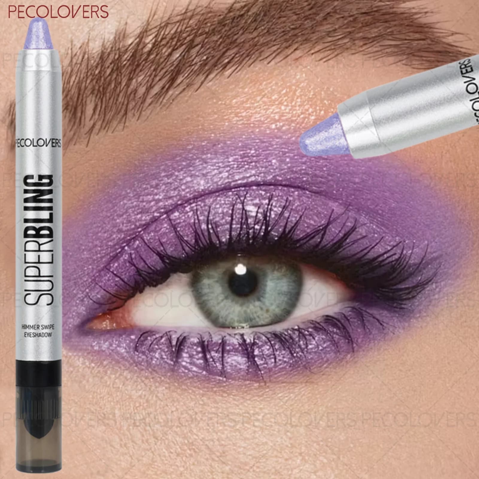 1 pz. Stick ombretto colorato e brillante a doppia punta - con punta a pennello, facile da applicare, include trucco occhi champagne, texture cremosa