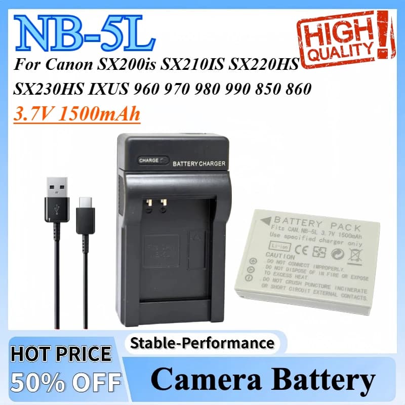 Batteria + caricabatterie 3.7V NB-5L NB5L NB 5L per Canon SX200is SX210IS SX220HS SX230HS IXUS 960 970 980 990 850 860 S100V S110 SD990