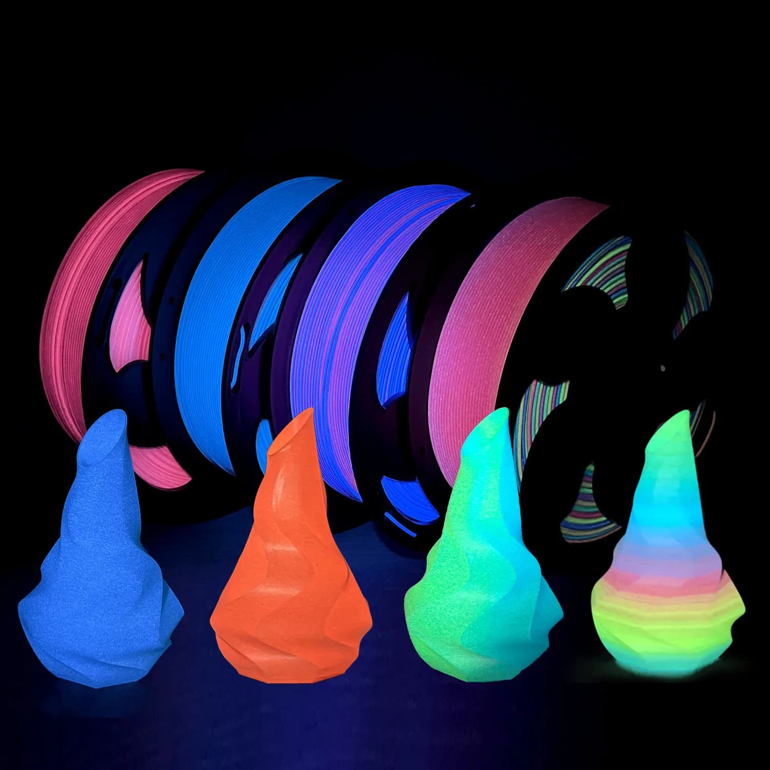 Filamento Luminoso Multicolore Verde Blu Viola Arcobaleno PLA 1,75 mm per Stampante 3D
