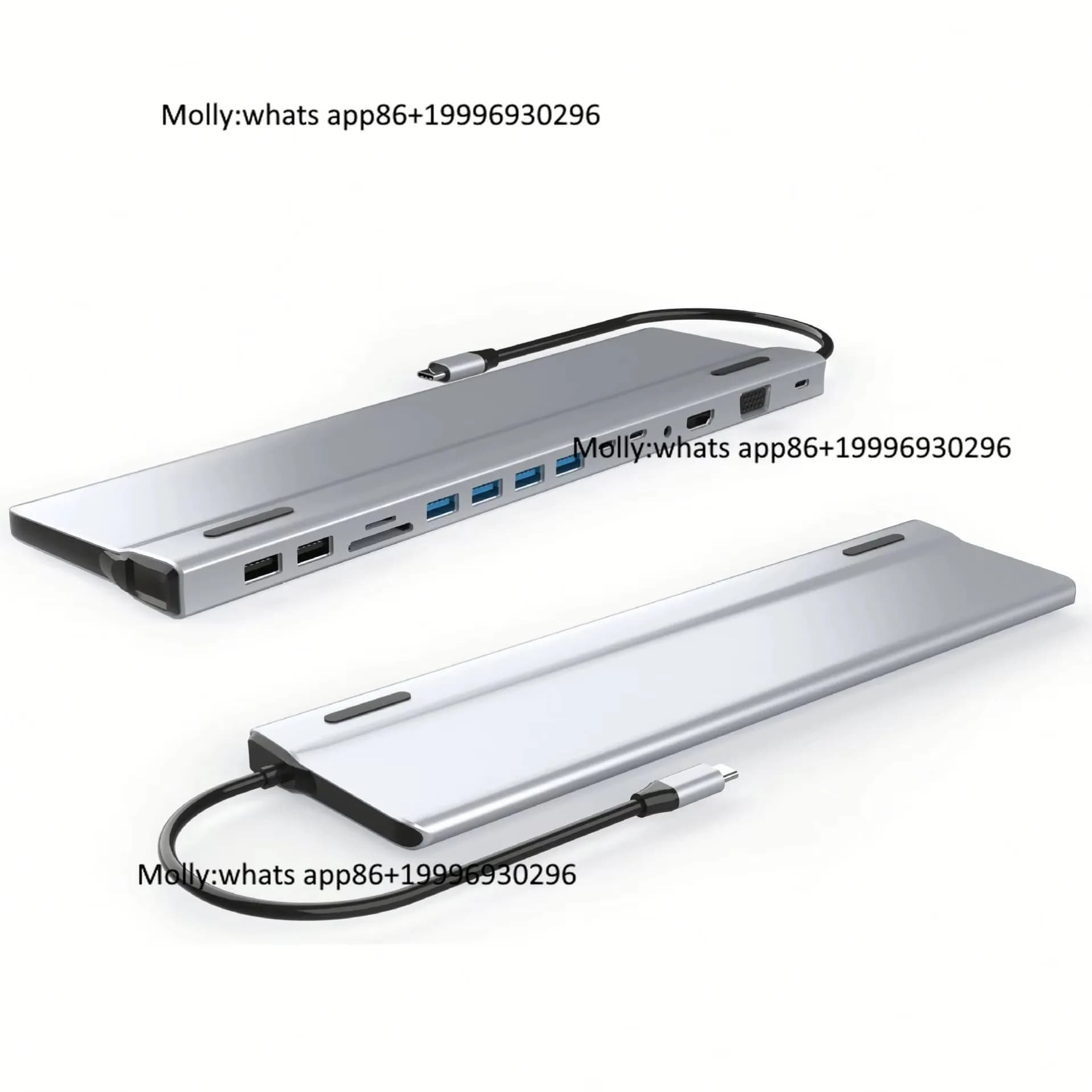 Factory Custom 14 in 1 Type C Docking Station USB Hub Multifunction Hub USB 3.0 Gigabit Docking Station