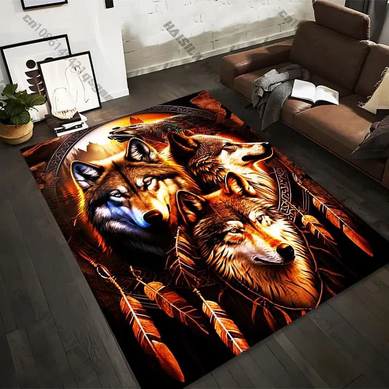 Printed carpets Unity Strength Wolves and Nature in 21 sizes, yoga mats for adults, decorations for the living room, customized zerbini