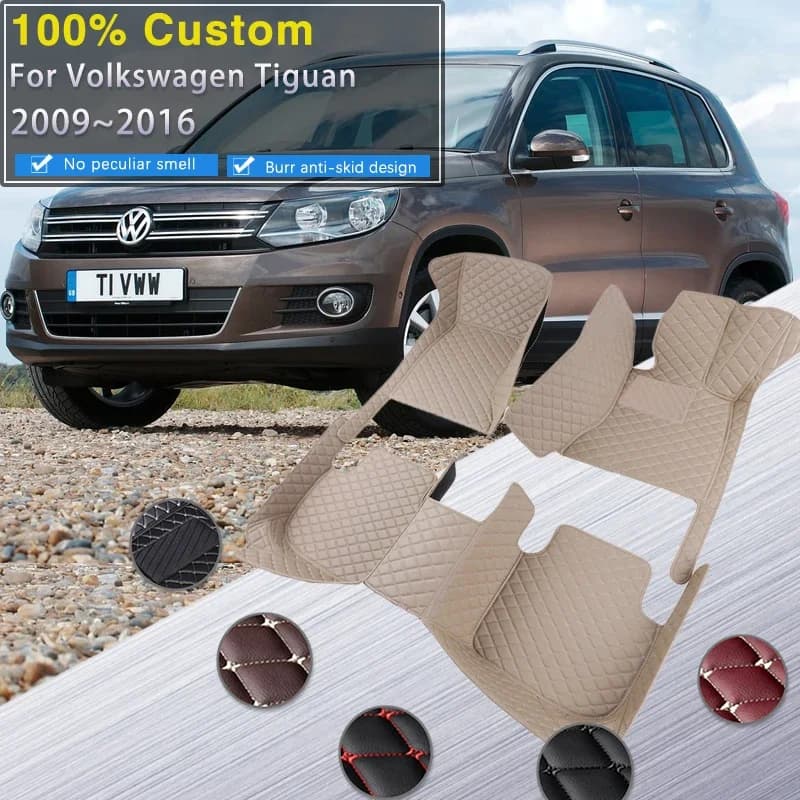 Tappetini per auto completi RHD per VW Volkswagen Tiguan 5N 2009 ~ 2016 Tappeti durevoli Tappetino in pelle di lusso Tappeti impermeabili Set Car Acc