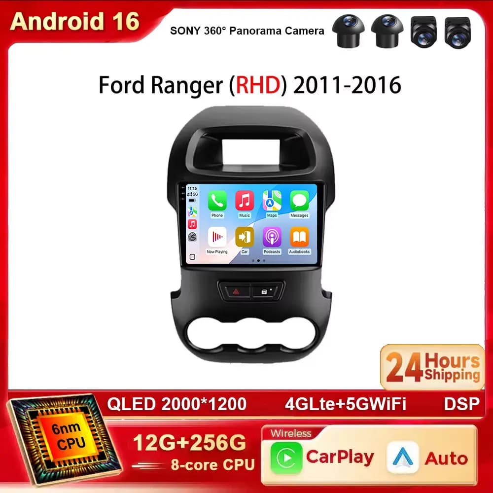 Android 15 Autoradio Carplay Per Ford Ranger T6 2011-2016 Lettore Multimediale di Navigazione Sistema Intelligente 4G Wifi BT DSP DVD