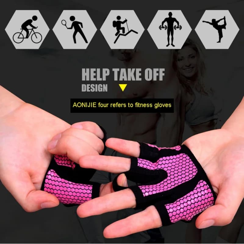 1 pair of non-slip workout gloves in silicone superfibration fabric, finger protection, gym accessories