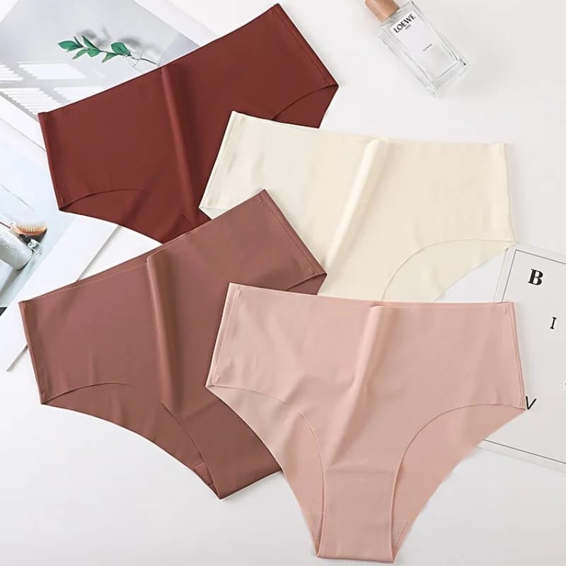 Slip da donna in seta di ghiaccio Mutande senza cuciture Intimo femminile a vita alta Mutandine morbide e traspiranti Lingerie sexy Intimo tinta unita