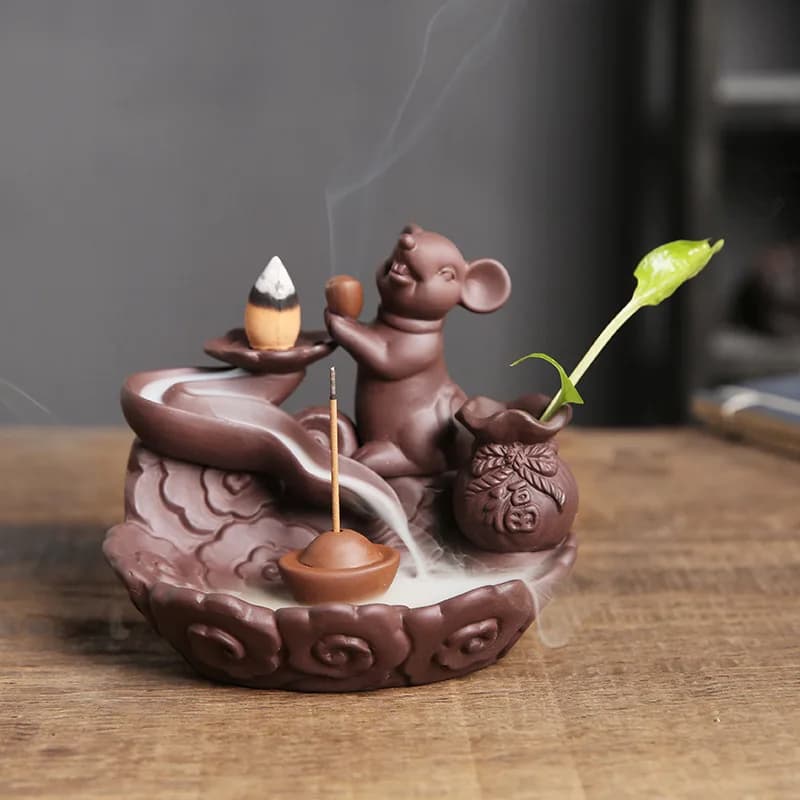 Reverse Flow Incense Rat Year Wealth-Attracting Lucky Charm Creative Home Decoration Special Price Wholesale Customizable One Pi