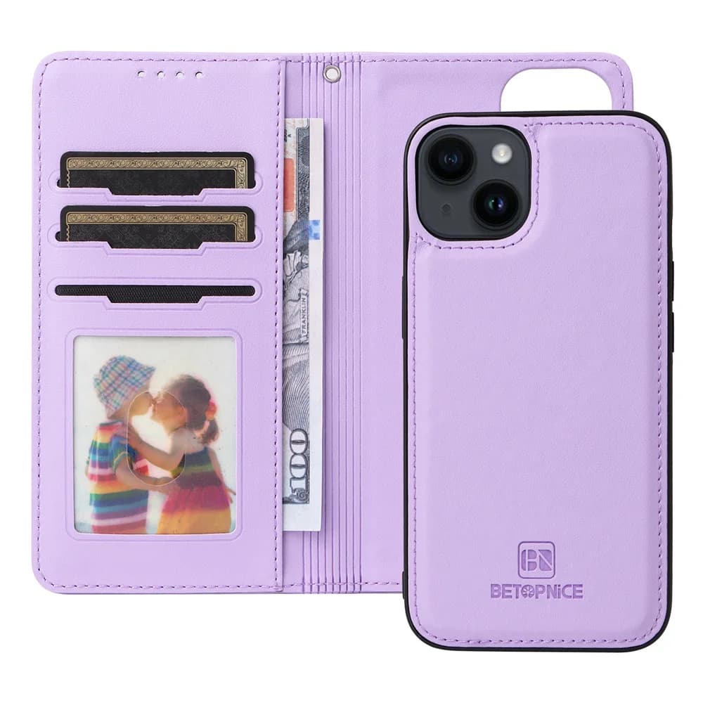 BETOPNICE Custodia a portafoglio staccabile 2 in 1 per iPhone 16 Pro Max XR XS 11 Pro 12 13 Mini 14 15 16 Plus 16E Custodia con chiusura magnetica