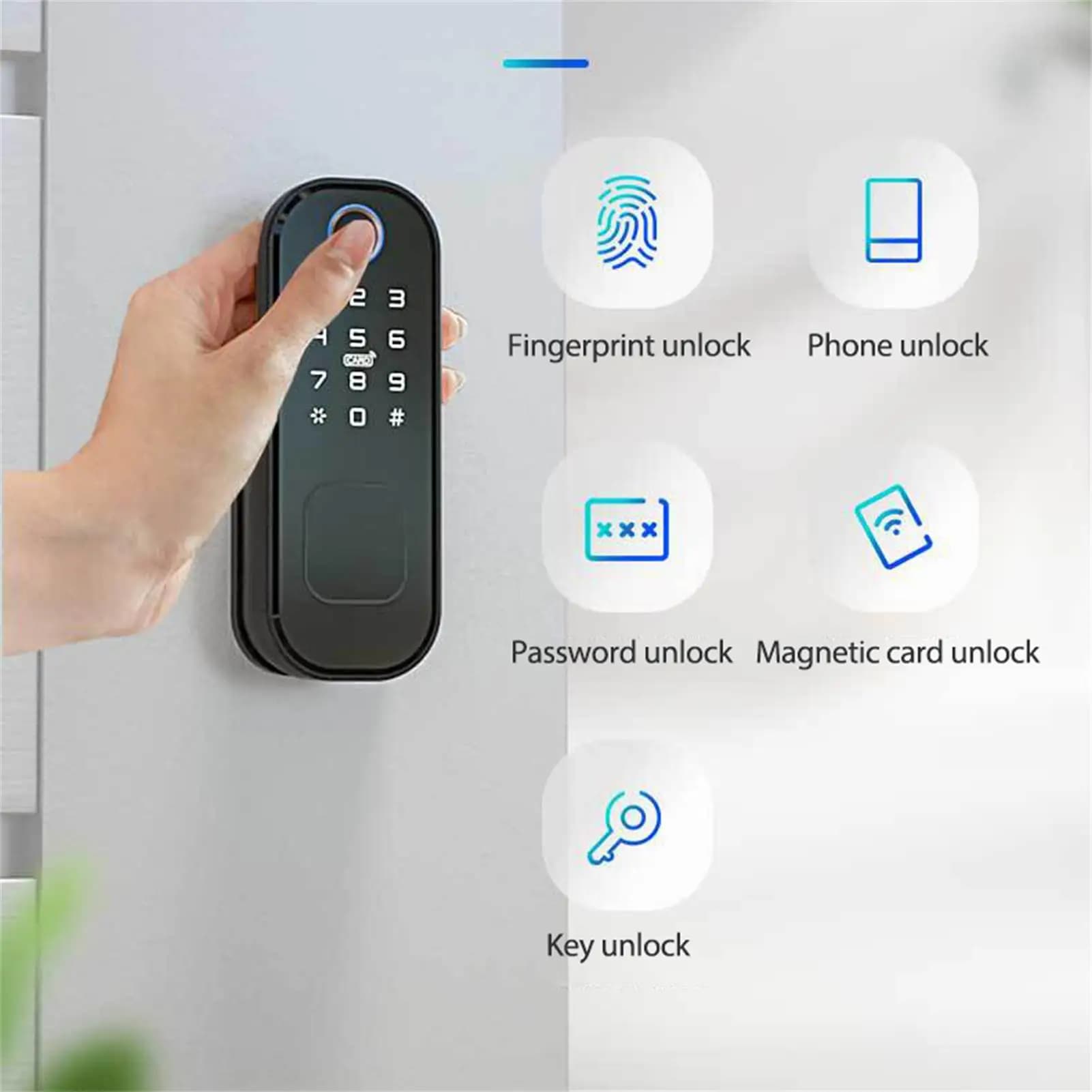 Serratura Intelligente Tuya Senza Cablaggio, Serratura per Cancello con Impronta Digitale/ Carta IC/ Password/ App/ Chiave, Serrature Elettriche per Case in Affitto