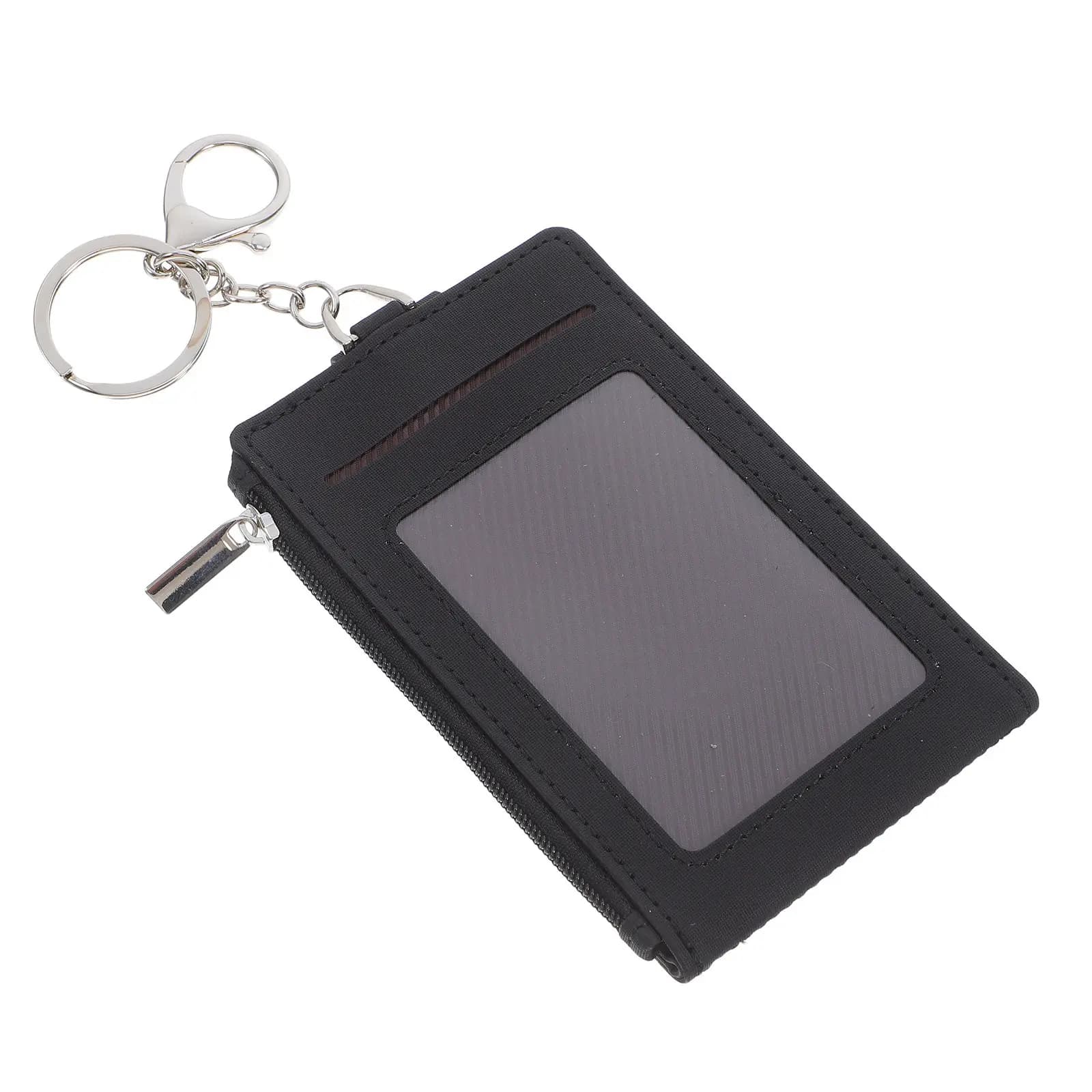 Card Holder Keychain PU Waterproof Business Id Badge Bus Pass Holder Keyring Wallet Large Capacity Key Chain with Wallet