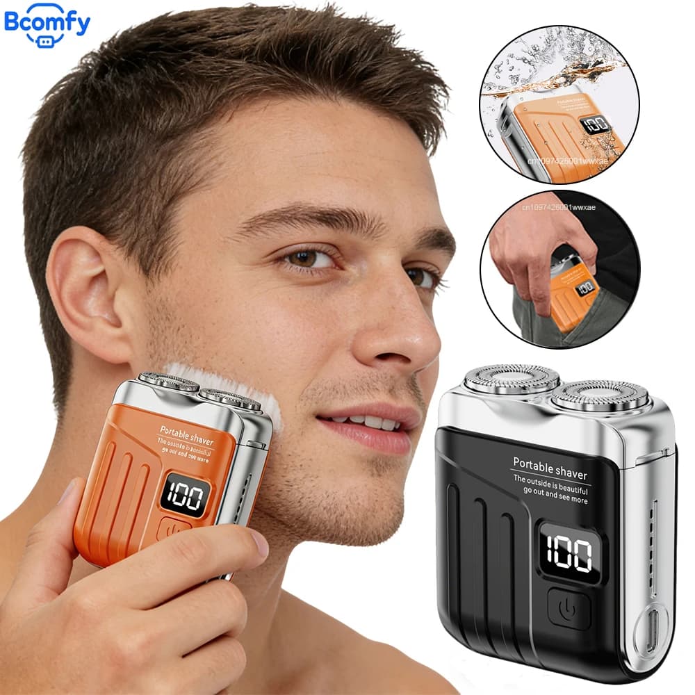 Rechargeable Electric Shaver for Men Beard Trimmer Facial Hair Mini Double-Headed Magnetic Wet/Dry Electric Razor