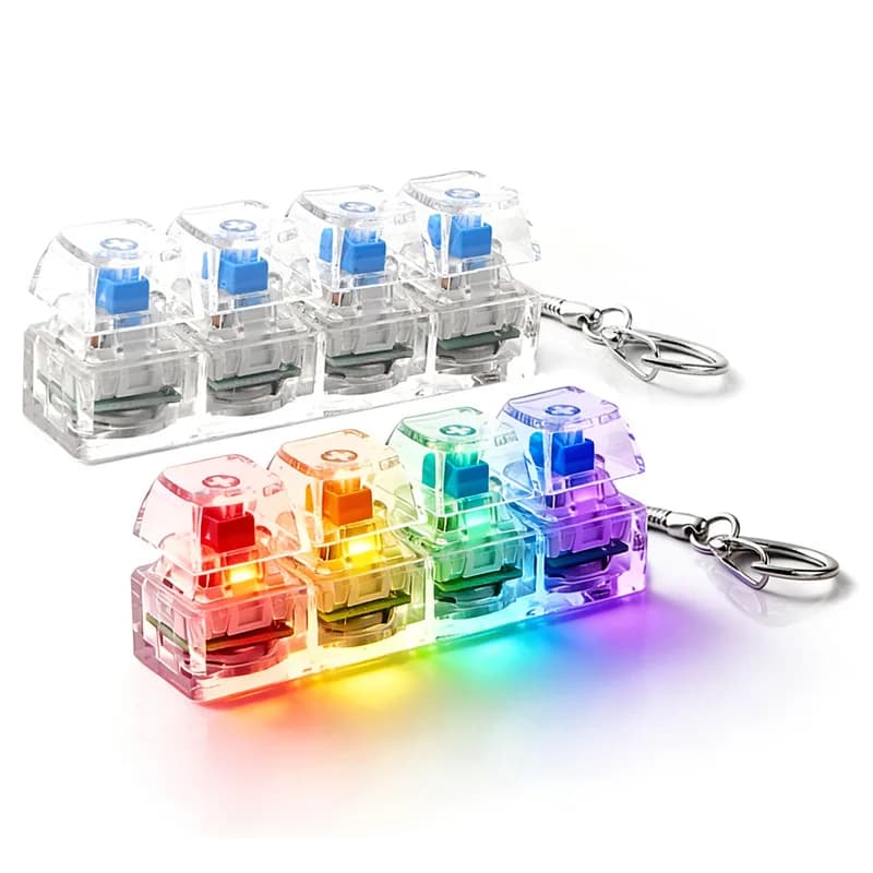 Portachiavi con Tastiera Meccanica a 4 Tasti, Pulsante Antistress per Ufficio, Casa, Adulti e Bambini, Gadget Decompressione, Regalo
