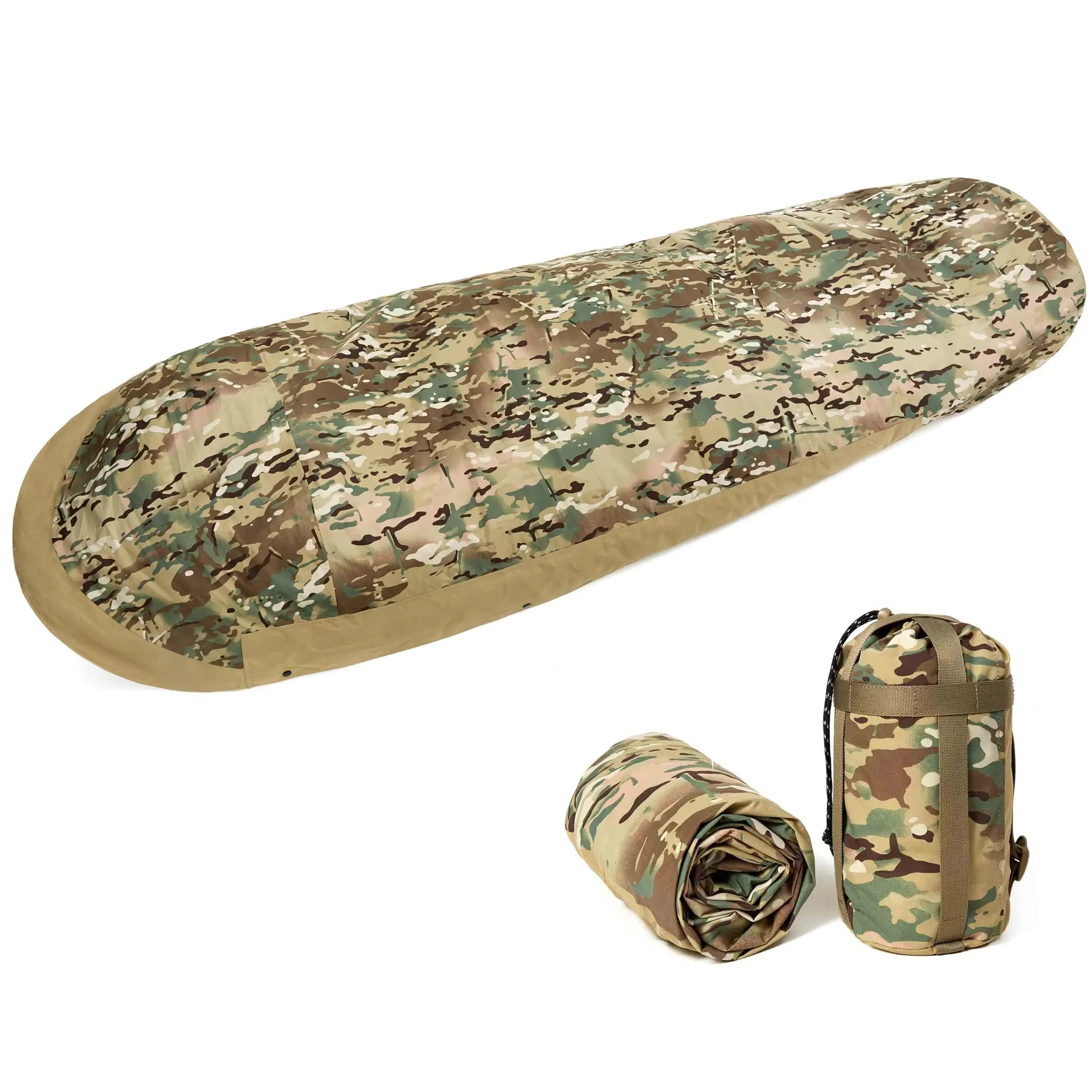 Bivy bag for military army modular sleep system, waterproof outer shell for sleeping bag, minimalist stealth shelter