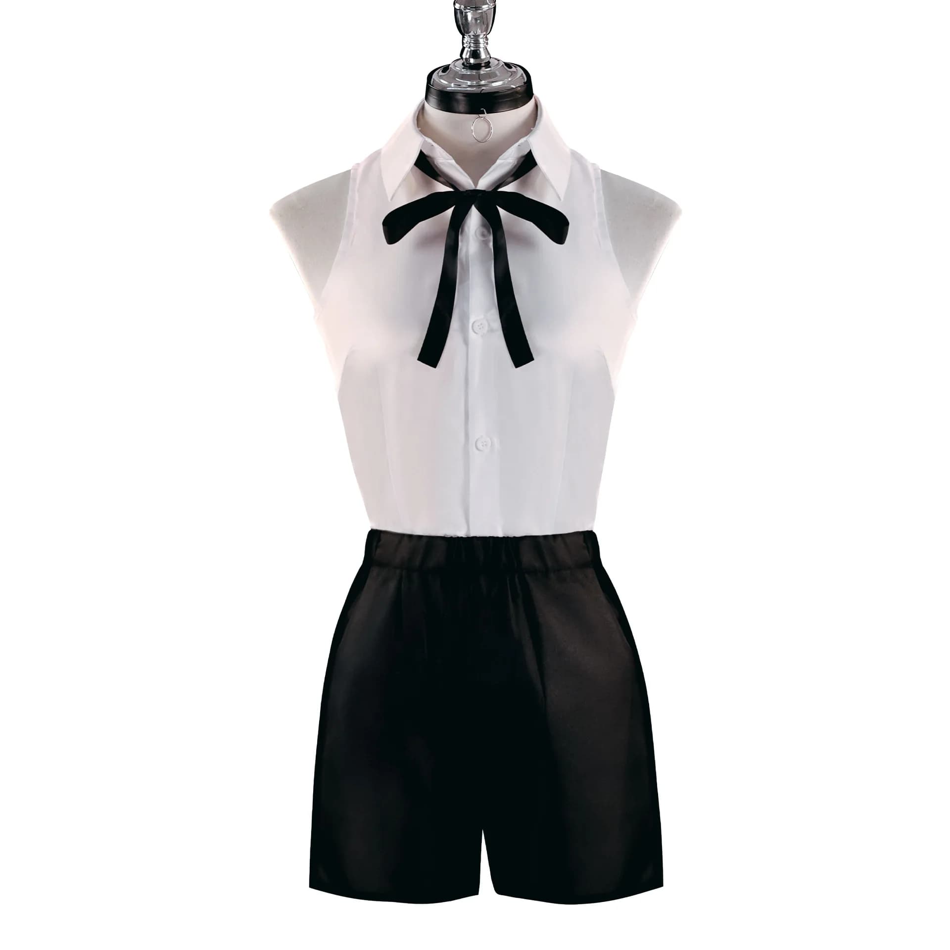 Anime Chainsaw Reze Costume Cosplay Outfit Shirt Short Wig Neck Ring Woman Anime Halloween Uniform Carnival Girl