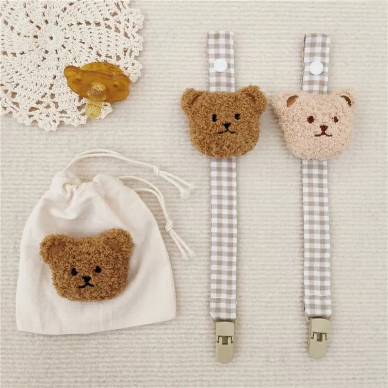 Catena per clip per ciuccio per succhietto per neonato Clip per corda per ciuccio per orso simpatico cartone animato per neonato Porta capezzoli per alimentazione infantile