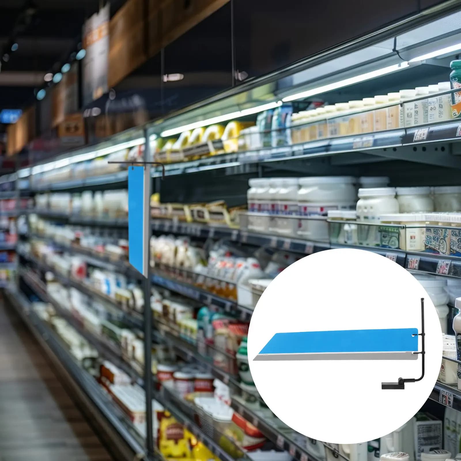 Set di 1 Portaetichette per Scaffali di Supermercato, Barra Guida in Plastica e Metallo, Espositore per Negozi, Divisori per Armadi