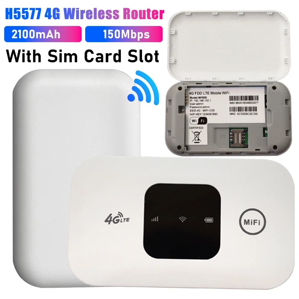 H5577 Router tascabile wireless 150Mbps 4G LTE Wi-Fi Modem MiFi Router WiFi portatili 2100mAh Mini router mobile con slot per scheda SIM