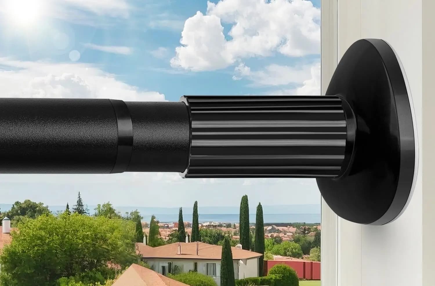 Tension Tent Auction 51-126 Pollici, No Drilling for Windows or Bathroom, Easy Installation Black Anti-rust