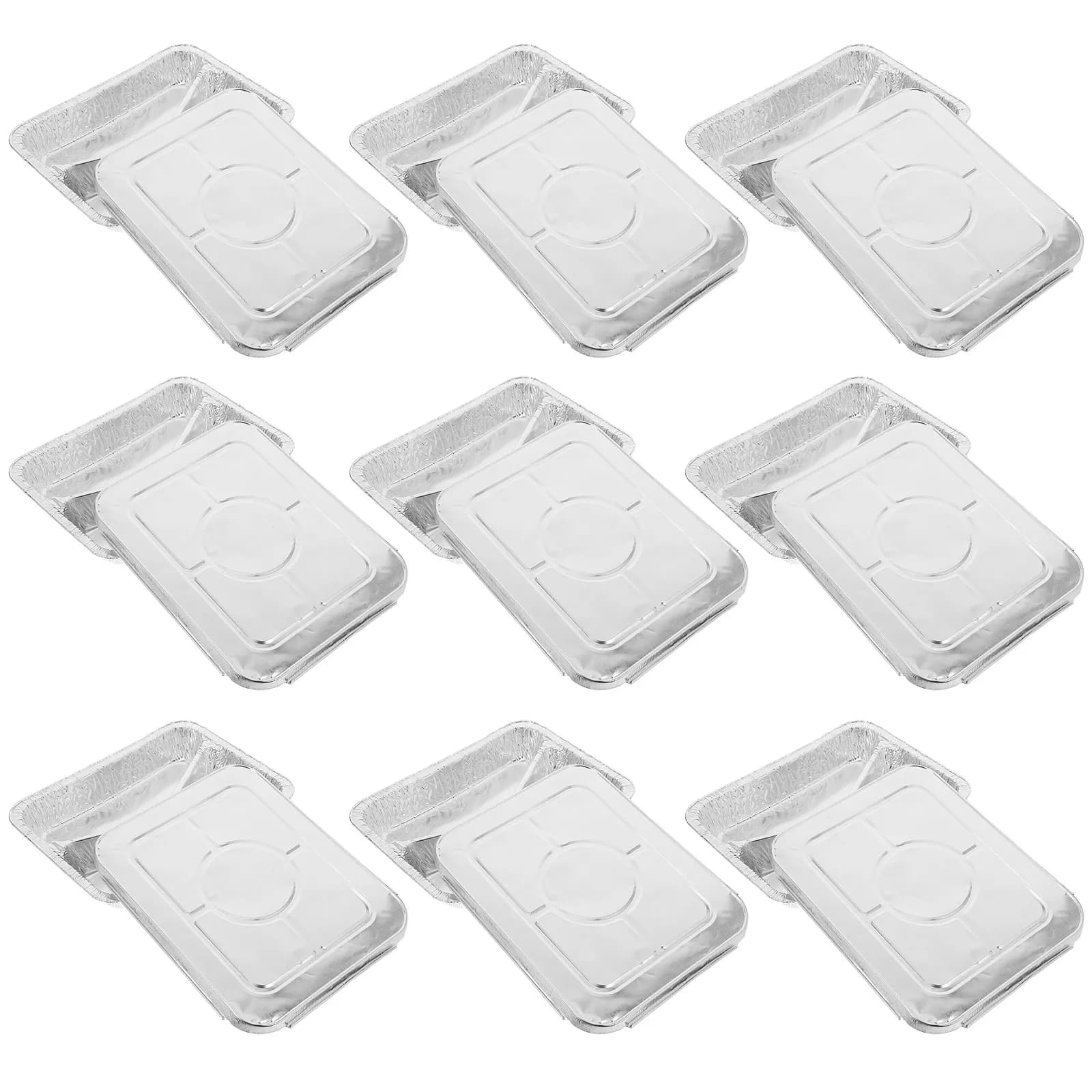 10Pcs Tinfoil Disposable Food Containers Large Capacity Bakeware Pots for Baking Barbecue Picnic Air Fryer Oven Microwave