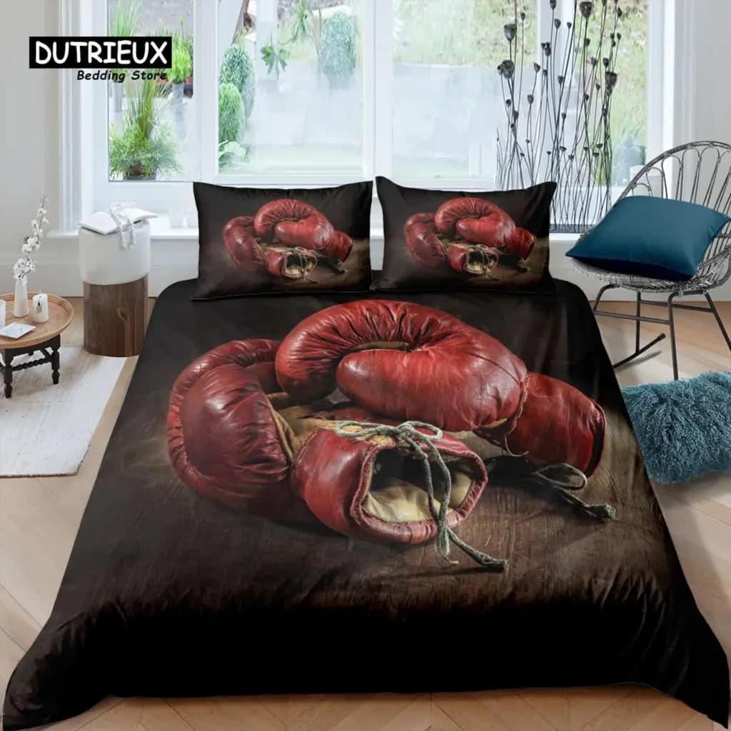 Home Living Guantoni da boxe 3D di lusso Set biancheria da letto Copripiumino Federa Set biancheria da letto per bambini Queen e King Taglia EU/US/AU/UK
