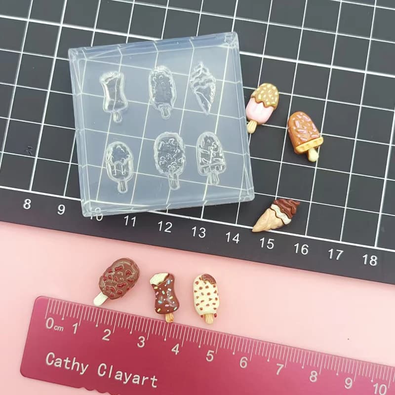 Argilla ceramica polimerica Mini gelato al cioccolato Stampo in silicone Casa delle bambole Giocattolo alimentare Stampi fai da te in argilla