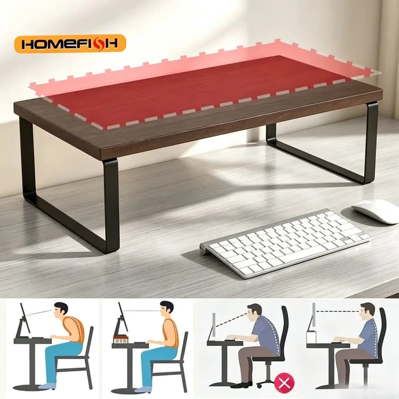 Desktop Monitor Riser Stand Elevated Computer Storage Organizer for Home Office Desk