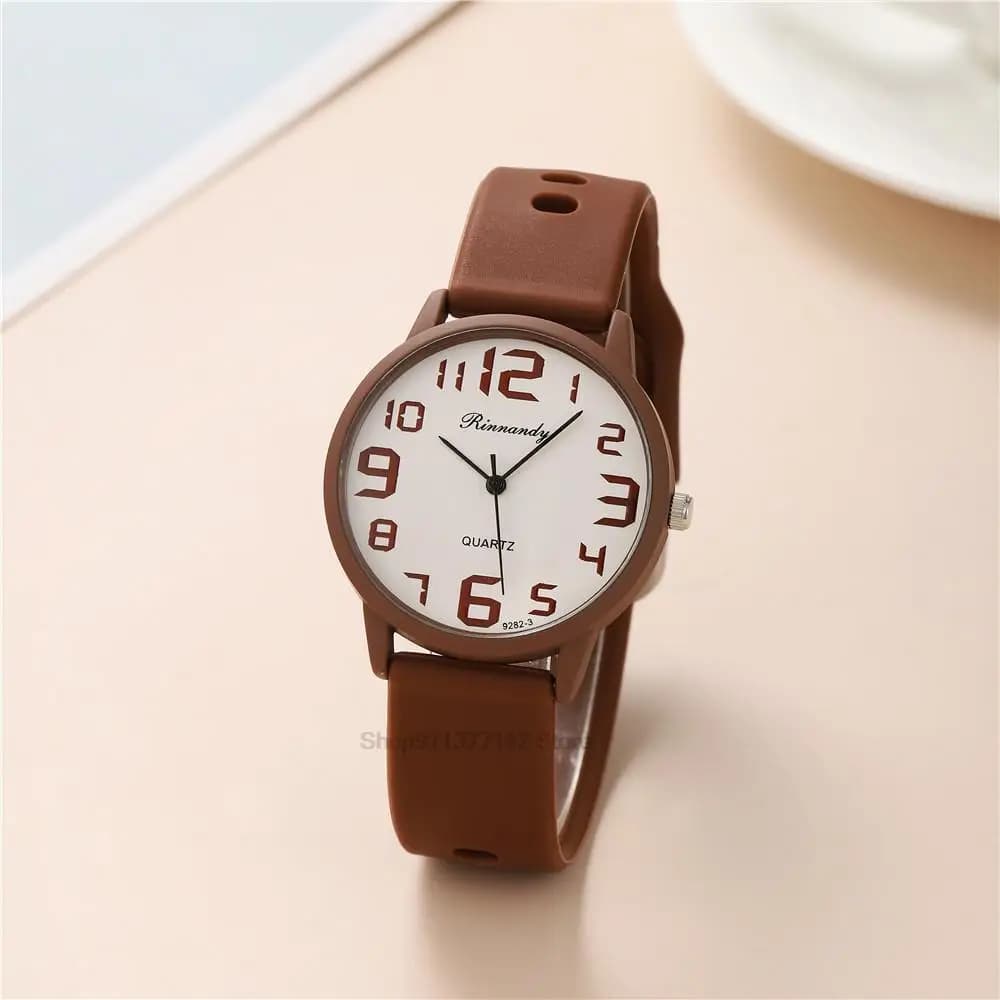 Women's Fashion Silicone Watch Set Minimalist High Number Quality Dial Big Quartz Wrist Watch With Gifts Casual Watch