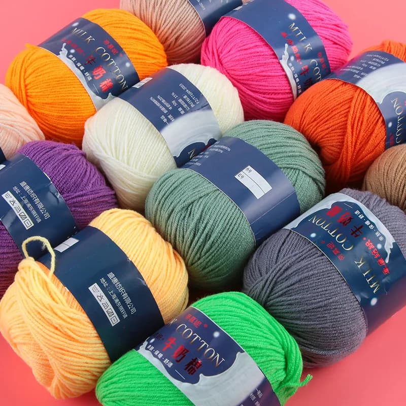 Filato di cotone al latte a 3 fili 50g Multium colorato Medi filato di lana pettinato fine, materiale fai da te sciarpa bambola coperta maglione filo all'uncinetto
