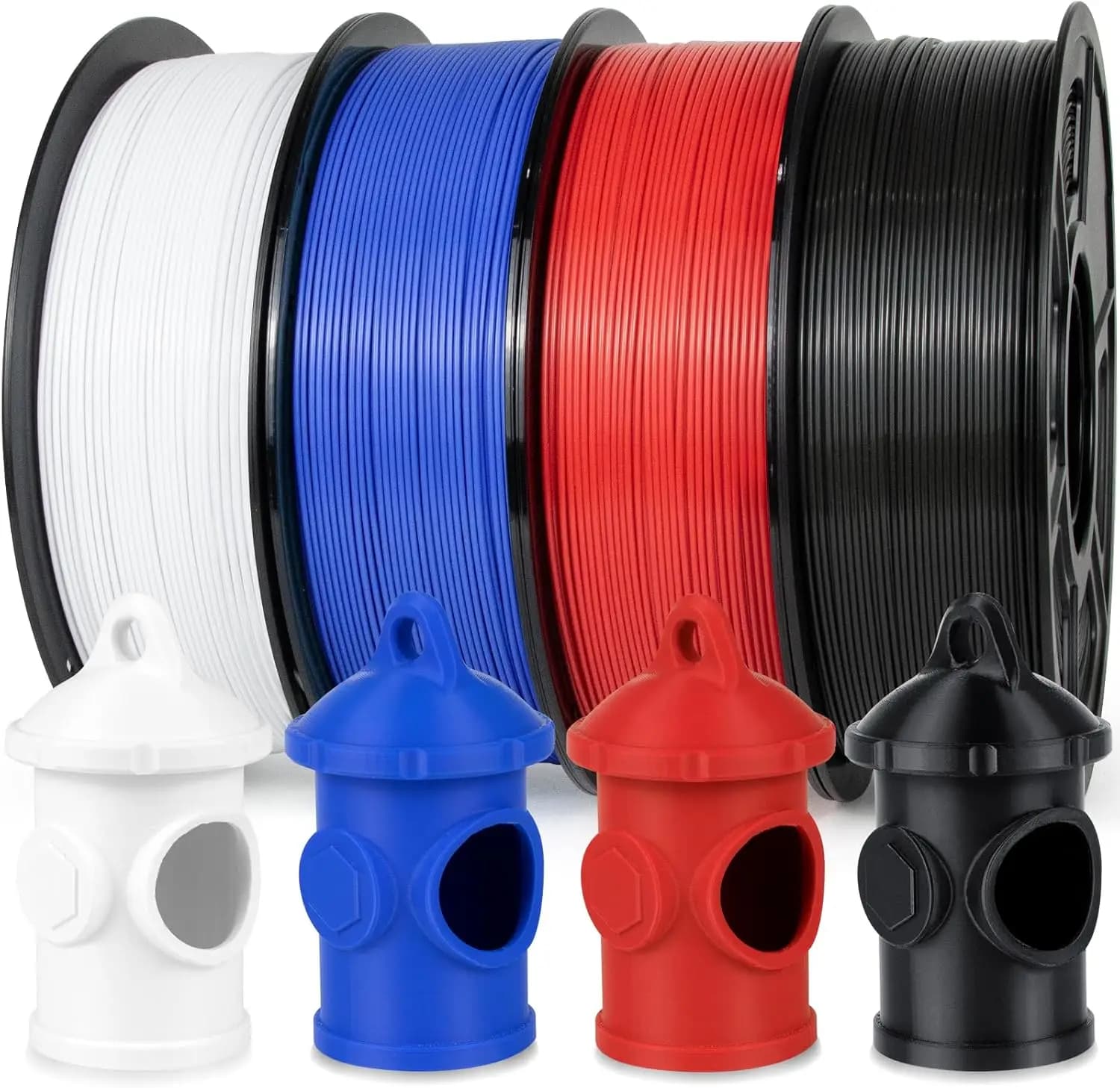 Filamento ASA per Stampante 3D, Confezione da 4KG, Resistente ai Raggi UV e alle Intemperie, 1.75mm per Parti Esterne, Nero+Bianco+Rosso+Blu